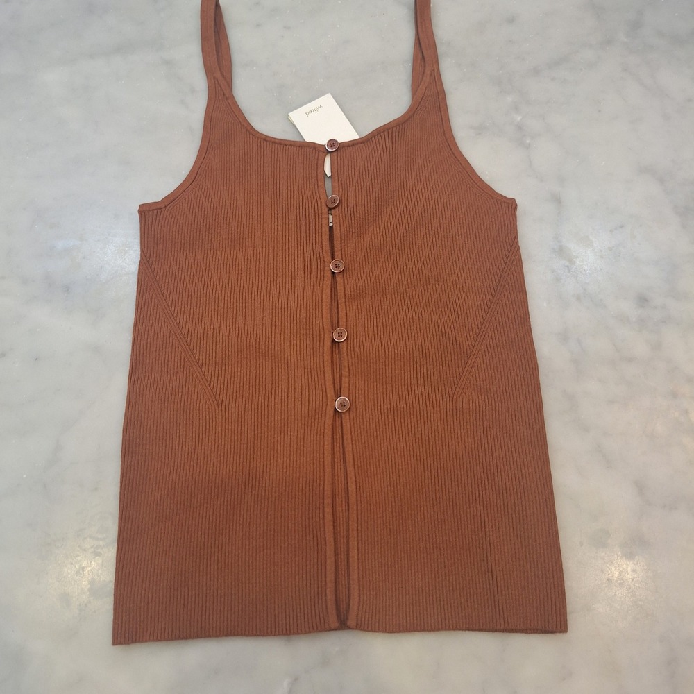 New Aritzia Wilfred Blanche Sweater Tank Top Sz M Ribbed Button Front Cami Boho